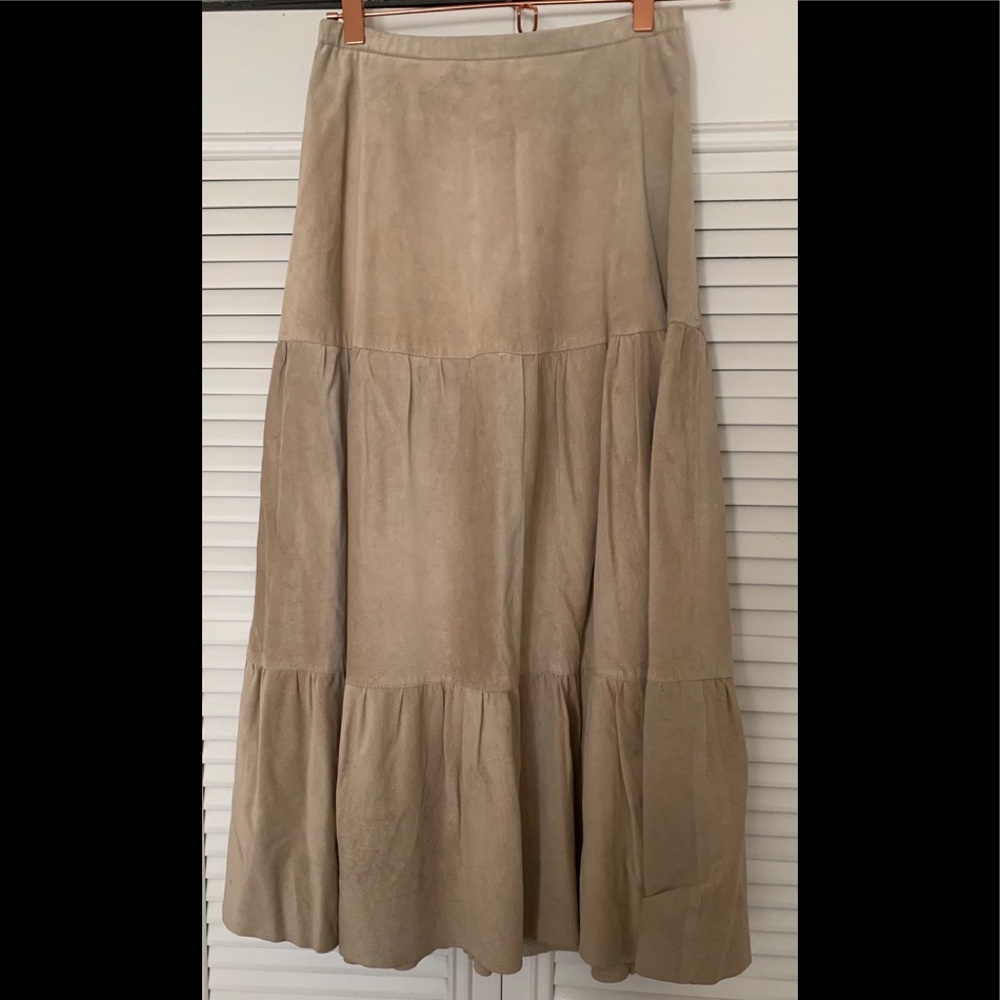 Cream suede maxi skirt